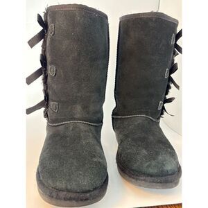 Kookaburra By UGG Boots Tall Suede Faux Fur Women's Size 5 Black